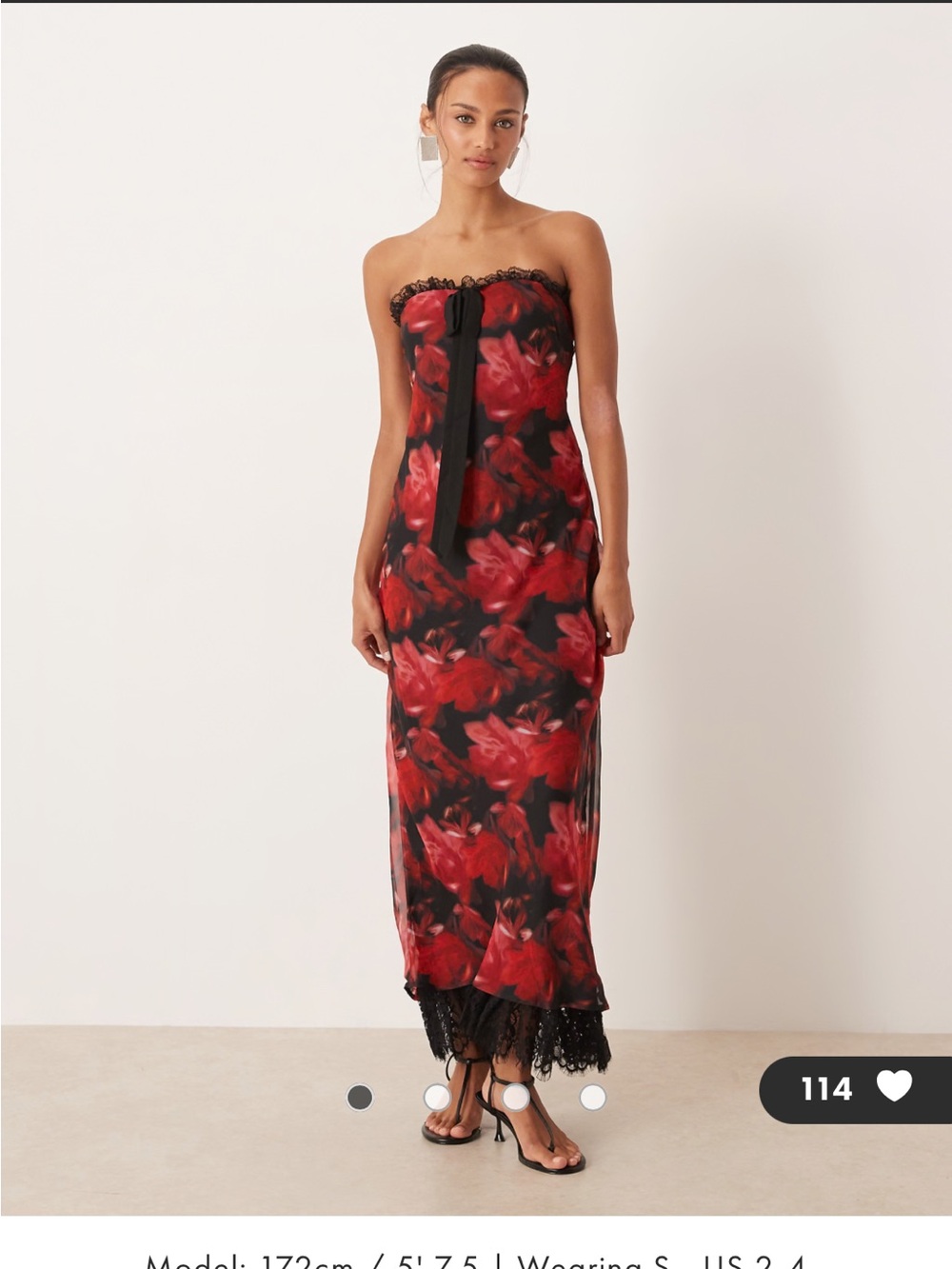 For Love & Lemons Dark Romance Strapless Maxi Dress sz L